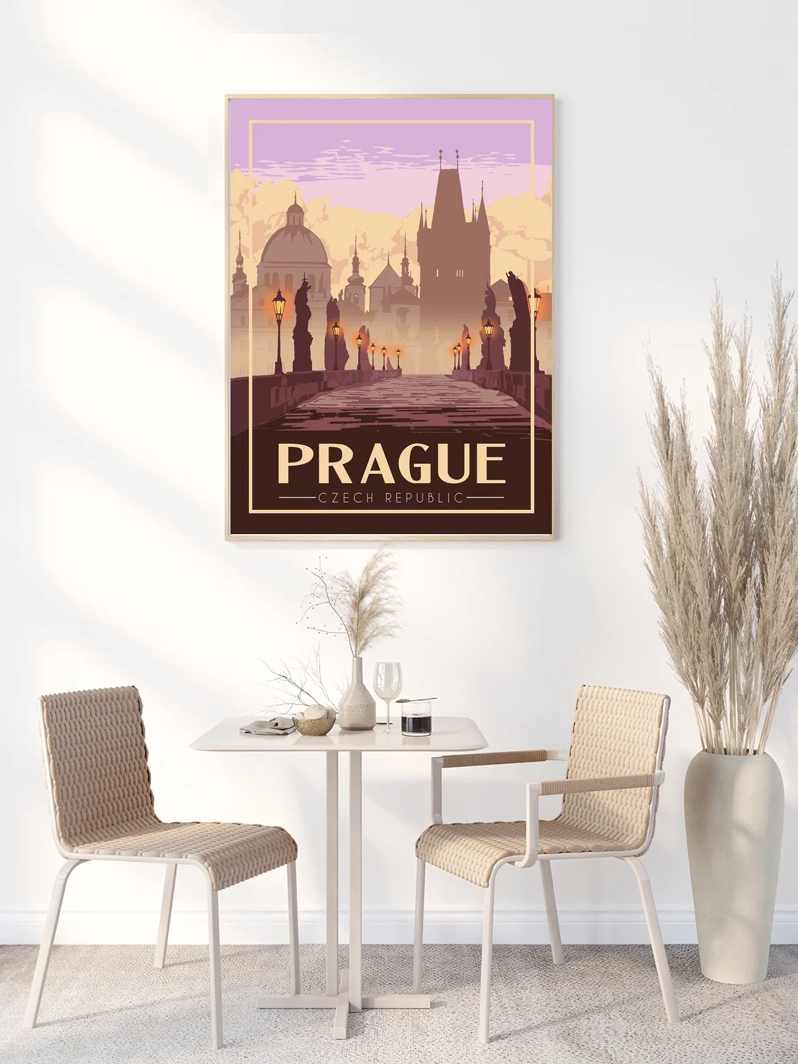 Винтажный постер для путешествий в Праге Чешской Республики Картина на холсте