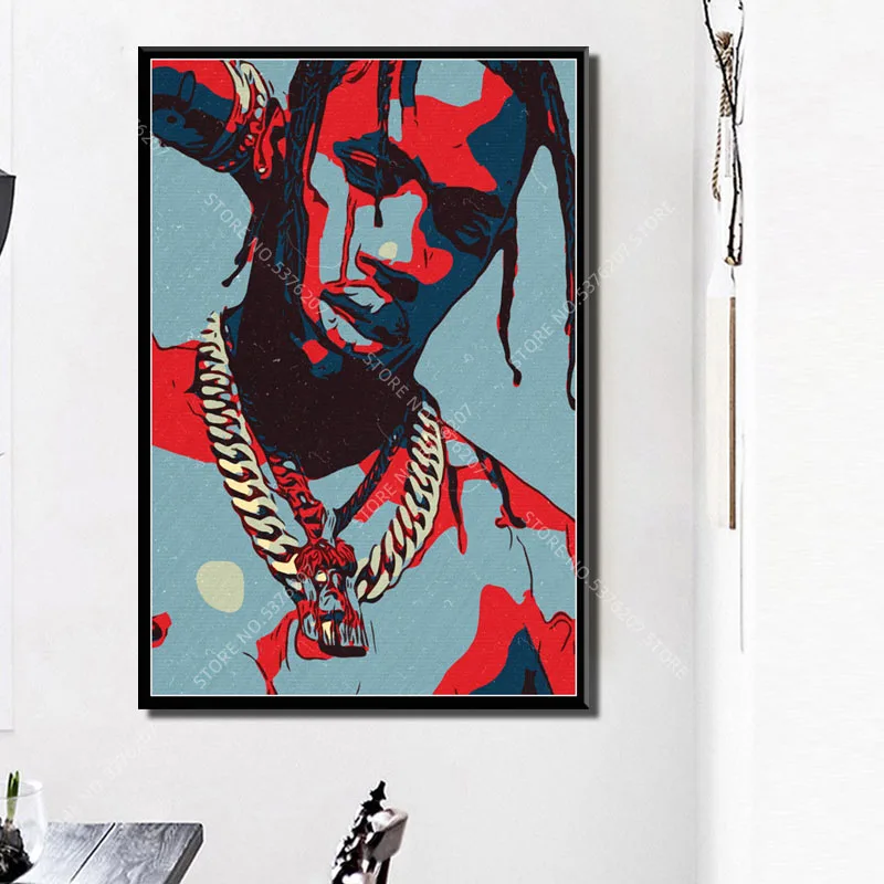 G508 Art Decor Travis Scott Hip Hop Rap Music Rapper Star Singer Wall Canvas Painting Silk Poster Home Decoration | Дом и сад