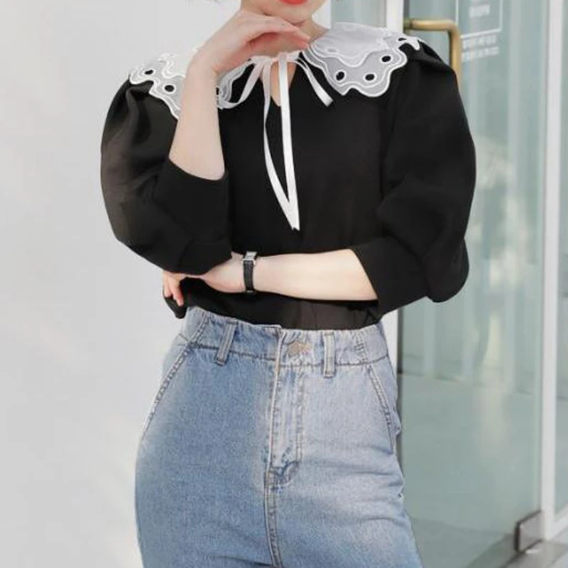 

Women Detachable Dickey Lace False Fake Collar Shirt Lapel Embroidery Hollow Out