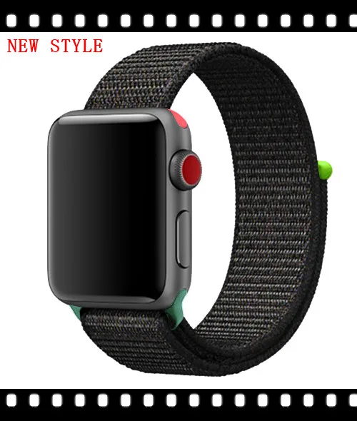 Black red 4 hit Ремешок для apple watch band sport loop apple watch 5 4 3 band 44 мм 40 мм iwatch 5 4 42 мм 38 мм correa нейлоновый браслет pulseira nato - Цвет ремешка: Black red 4 hit