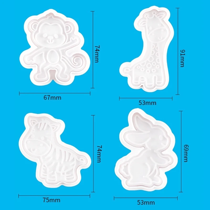 

4pcs/set Rabbit Monkey Plastic Biscuit Mold DIY Kitchen Cake Decorating Tools Q9QF