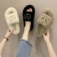 fur slippers women winter house shoes indoor fashion home slipper fuzzy warm fluffy cotton shoes ladies footwear flats chinelos