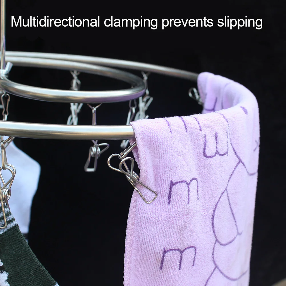 Бесконтактная стальная сушилка для белья с зажимами прищепки спиральная вешалка