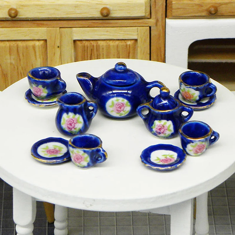 

11Pcs 1:12 Dolls House Miniature Mugs Dish Cups Pot Set Direction Furniture Toys Coffee Tea Cups Dollhouse Accessory