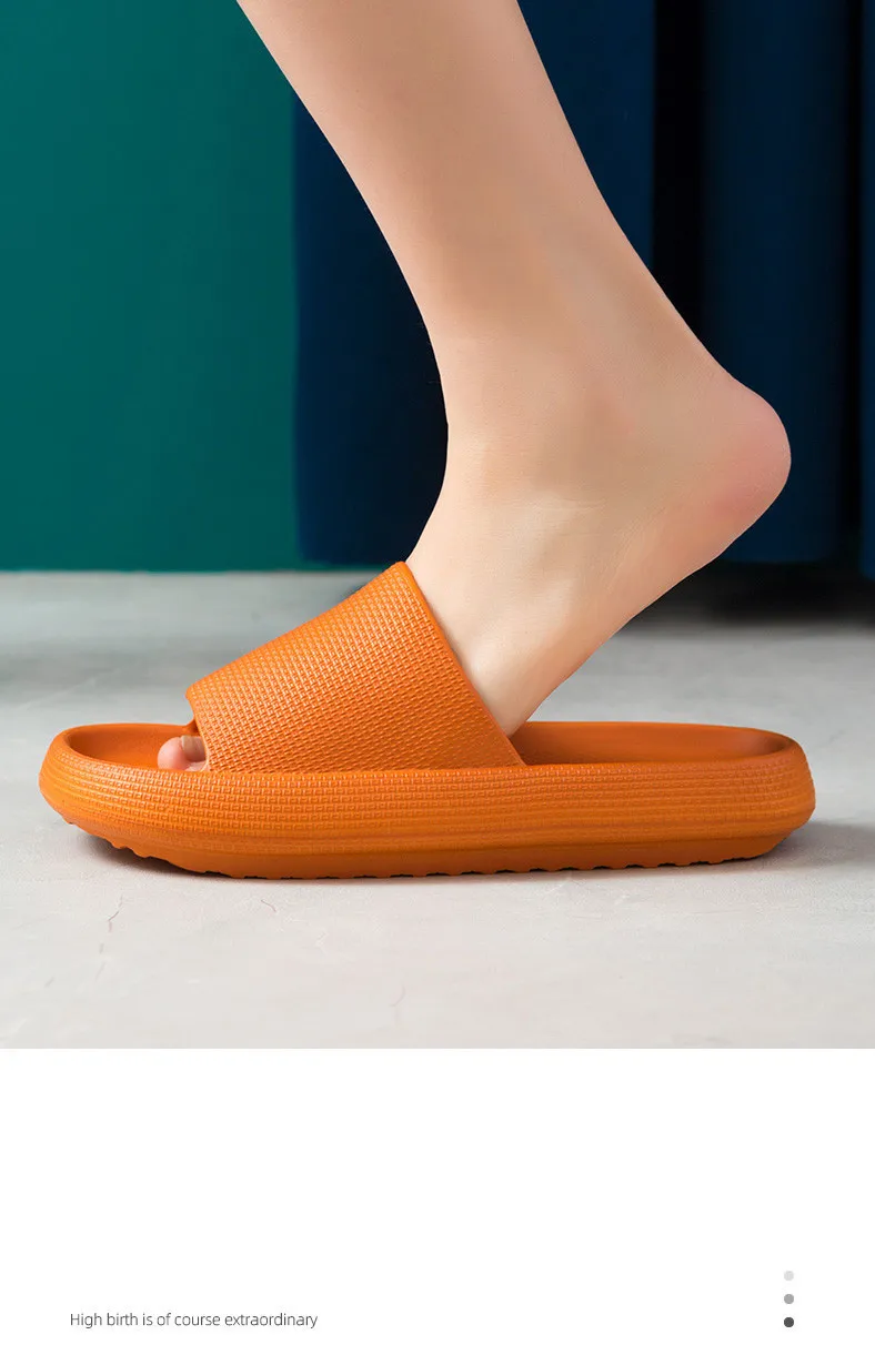 Shit feeling slippers female summer home indoor thick-soled couple soft bath non-slip bathroom sandals and | Дом и сад