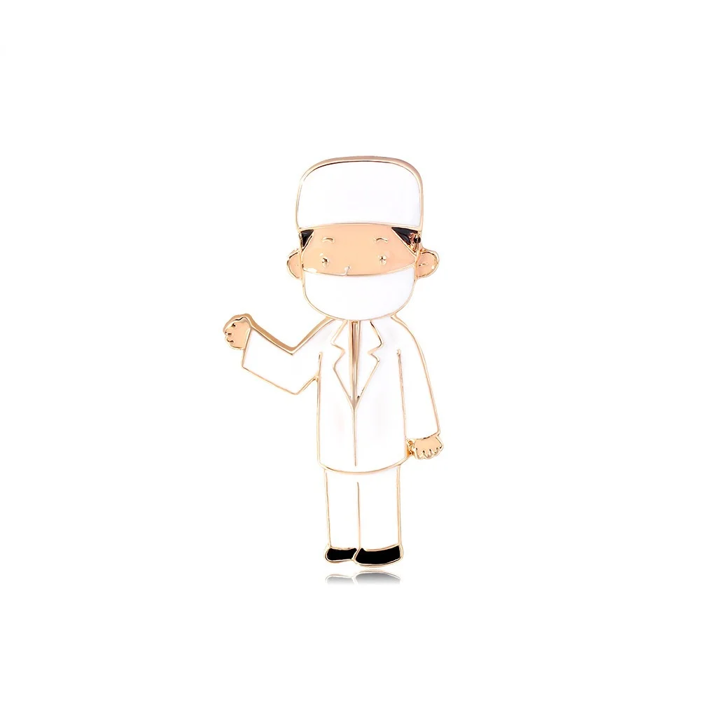 

OI New Arrival White Enamel Coat Doctor Nurse Shape Brooch Pins Medical Style Lapel Pins Hospital Badge Corsage Women Men Bijoux