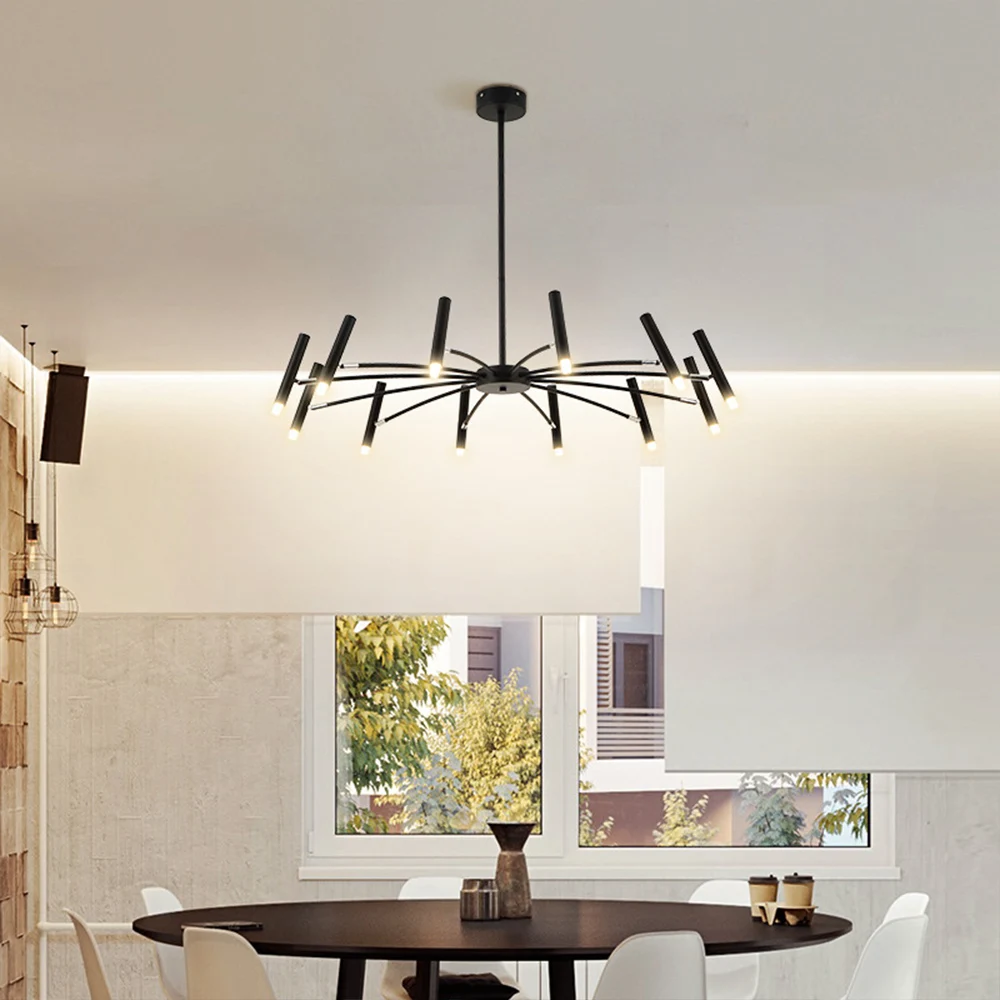 Lámpara colgante de rama LED G9, iluminación nórdica minimalista en blanco y negro, para dormitorio, sala de estar, Loft, restaurante, decoración creativa