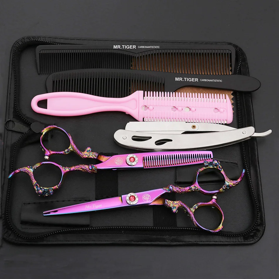 

Sharp Blade Professional Hair Scissors Cut Hair Cutting Salon Scissor Makas Barber Shears Hairdressing Scissors Black With Razor