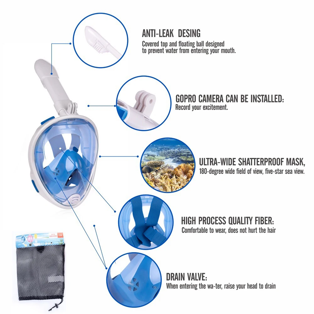 Детская анфас Подводная маска для плавания дайвинга Анти туман подводное