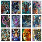 Алмазная живопись сделай сам, животное, картина, кот, тигр, Лев, мозаика, полная круглая Алмазная цветная картина, Набор для вышивки, украшение для дома