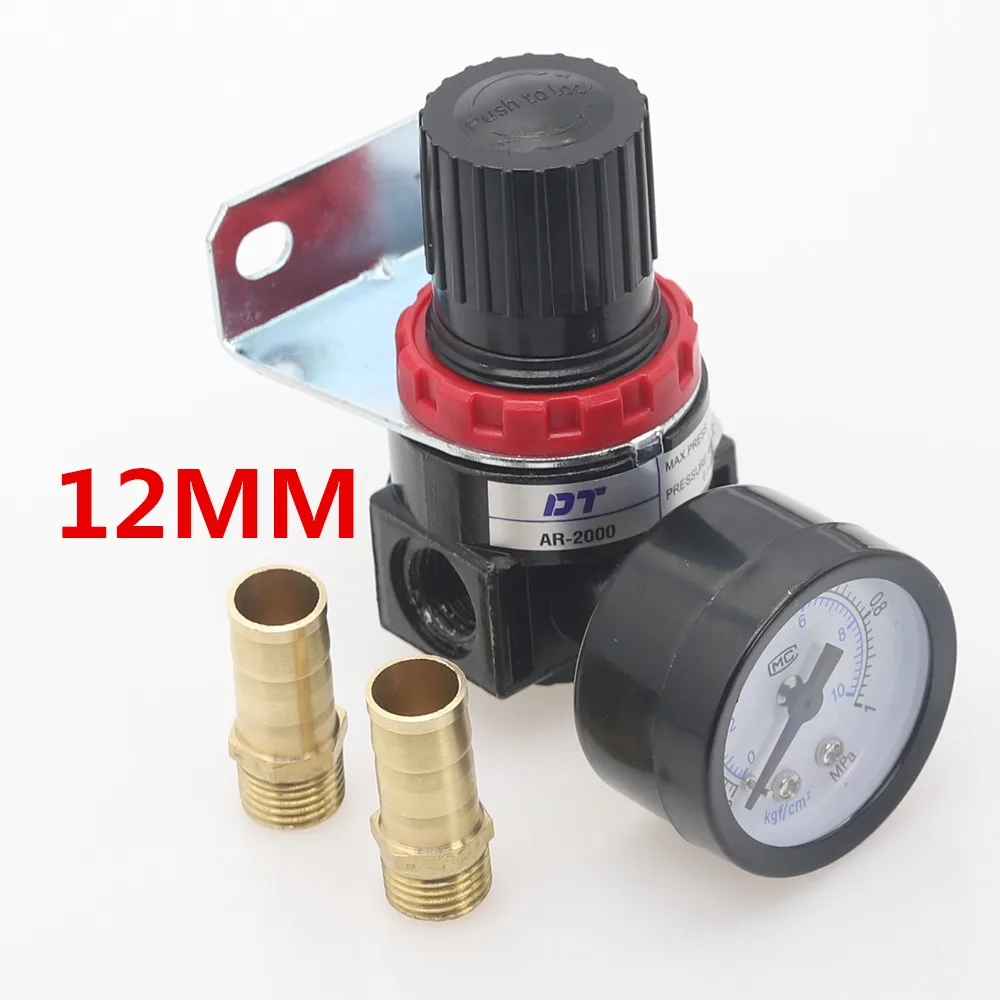 AR2000-12mm AR2000 1/" Резьба BSP пневматические компрессоры регулятор давления редукционный клапан 4 мм 6 мм 8 мм 10 мм 12 мм соединительные фитинги - Цвет: AR2000-12mm