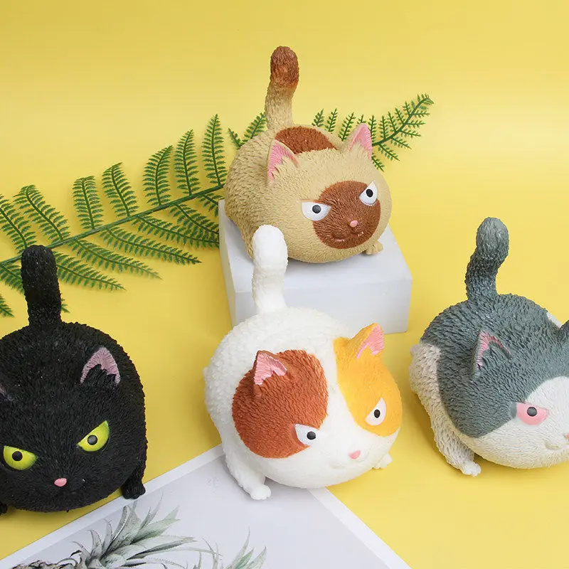 

Cute Squeeze Animals Cat-shape Toys 9cm Squishy Cat Stress Relief Squeeze Ball Kids and Adults Anti Stress Big Face Cat Vent Toy