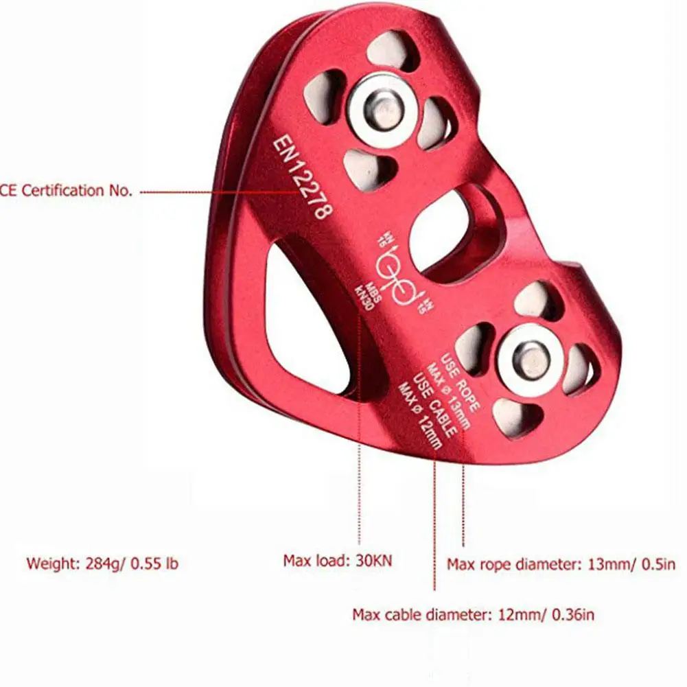 30KN скалолазание пряжки шкив ролик Застежка-Молния Линия тележка спасательный