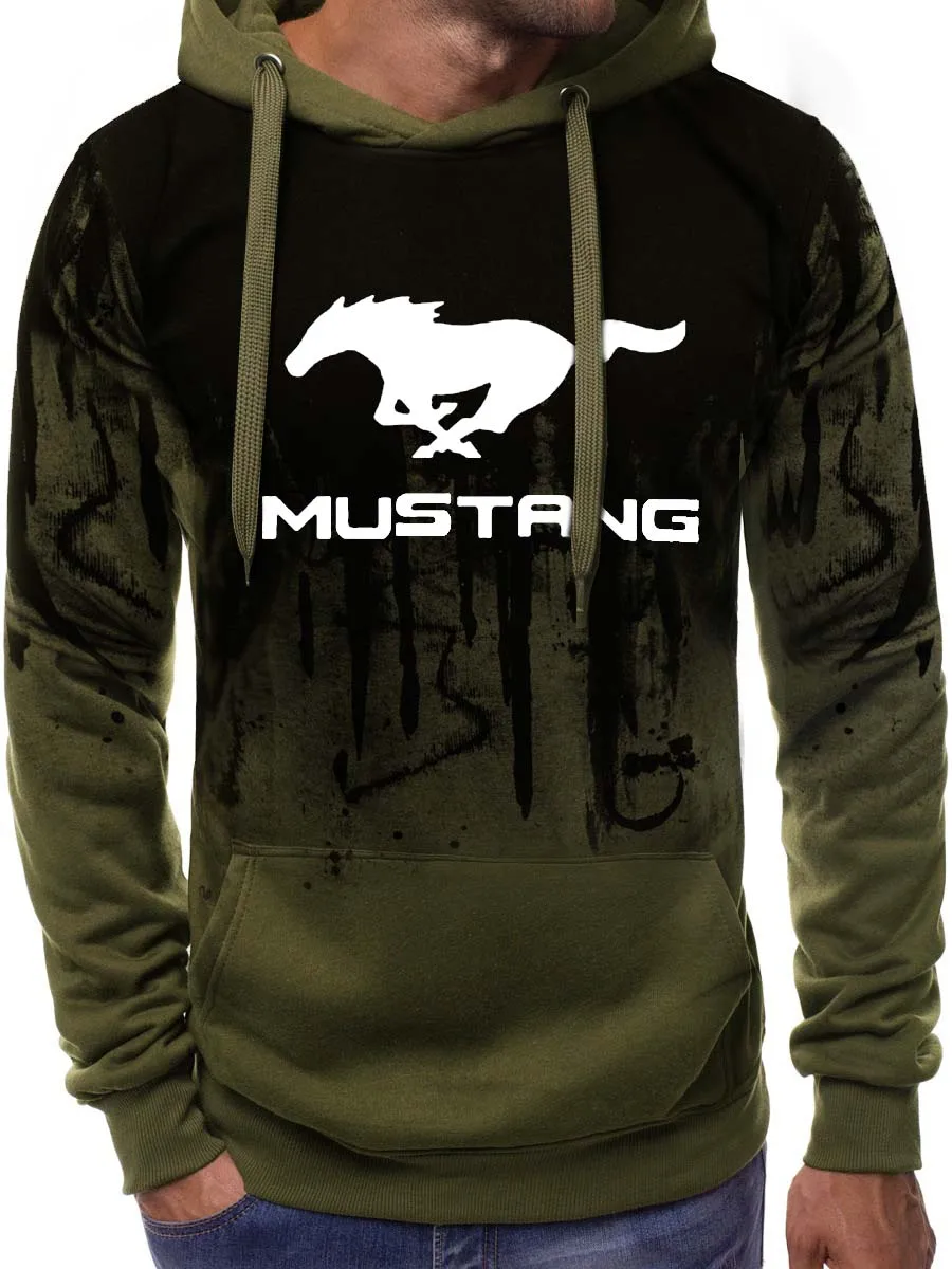 

2021 Hoodies Men Mustang Car Logo Print Sweatshirt Spring Autumn Gradient Men Hoodie harajuku Casual Hoody tracksui