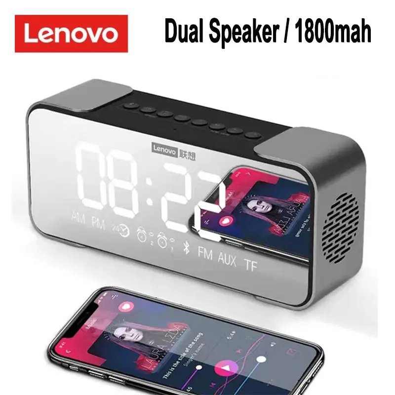 Портативные беспроводные Bluetooth Колонки Lenovo L022 сабвуфер 5 0 светодиодный Будильник