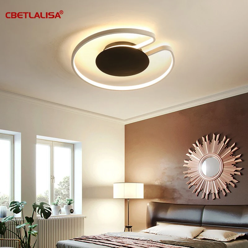 

Led circle chandelier Black White Lamp Shade remote control chandeliers Living room Bedroom Kitchen led circle light fixtures