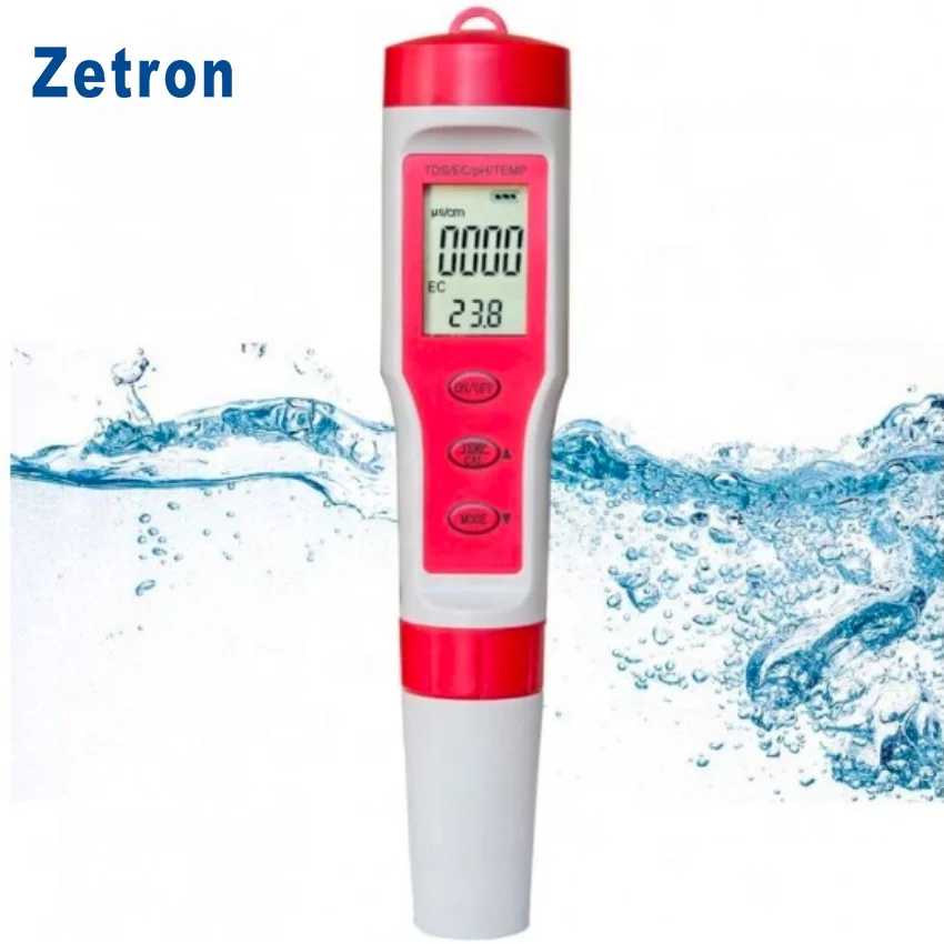 

Zetron High Accuracy 4 in 1 TDS/TEMP/EC/PH Meter and Portable Water Tester