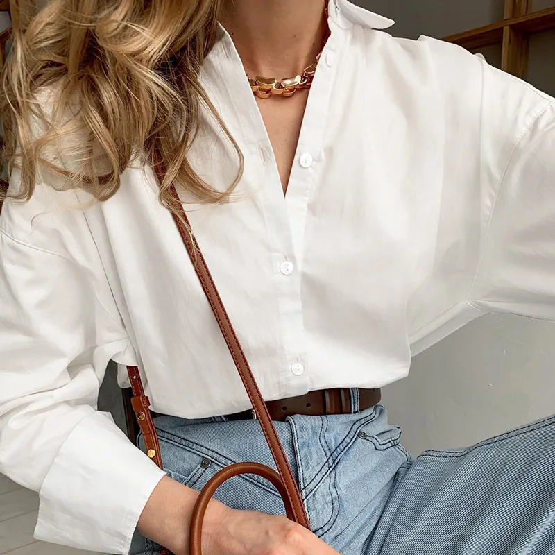 

Women's Cotton Shirts Elegant Tops Long Sleeve Vintage Blouses