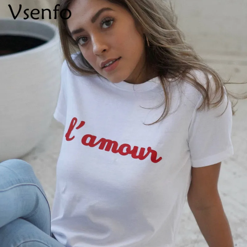 

Женская модная футболка с надписью Love, красная хлопковая Повседневная футболка с надписью Love, феминистская Женская футболка Париж