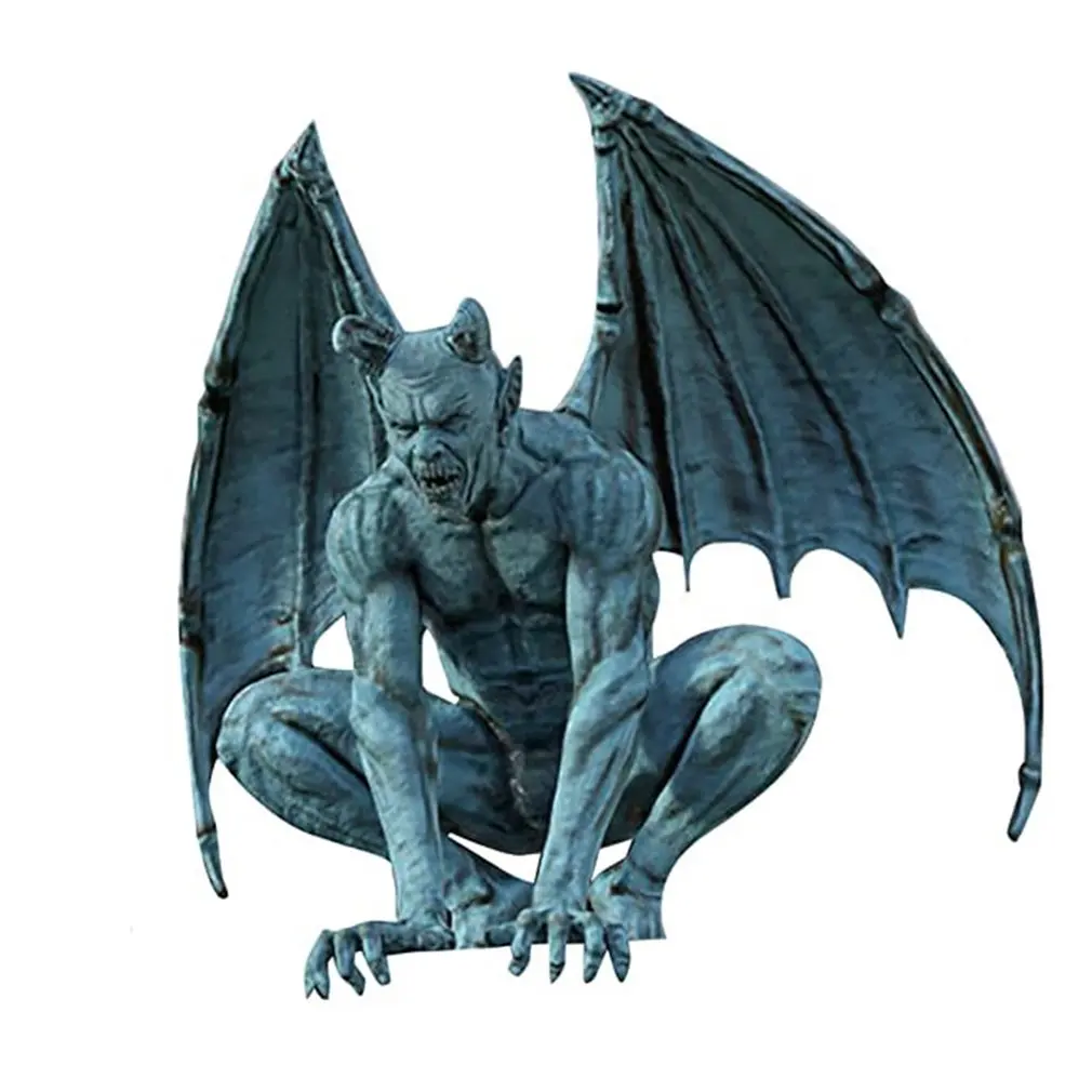 

Retro Gargoyle Resin Statue Ghost Demon Angel Wings Bat Monster Sculpture Creative Home Garden Decoration New