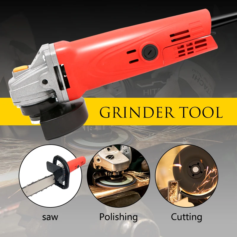 

1080W 11000r/min Electric Angle Grinder for Home DIY Grinding Sanding Cutting Metal Polishing Machine Power Tool M10 Chain Saw