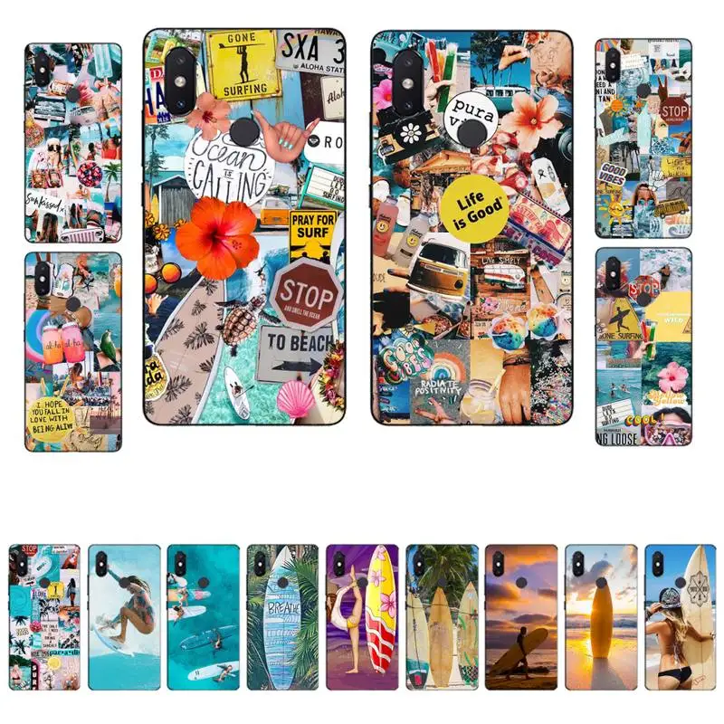 

FHNBLJ Summer beach surfboard surfing Phone Case for Xiaomi mi 8 9 10 lite pro 9SE 5 6 X max 2 3 mix2s F1