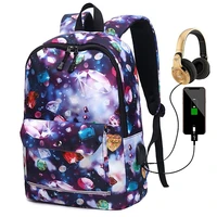 waterproof oxford backpack usb cable large capacity 17 inch laptop bags for unisex kids print school bag travel casual rucksack