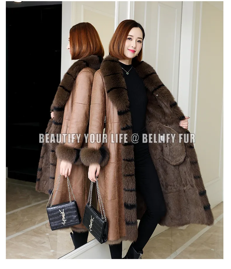 Осенне зимняя превосходная Роскошная длинная верхняя одежда из натуральной