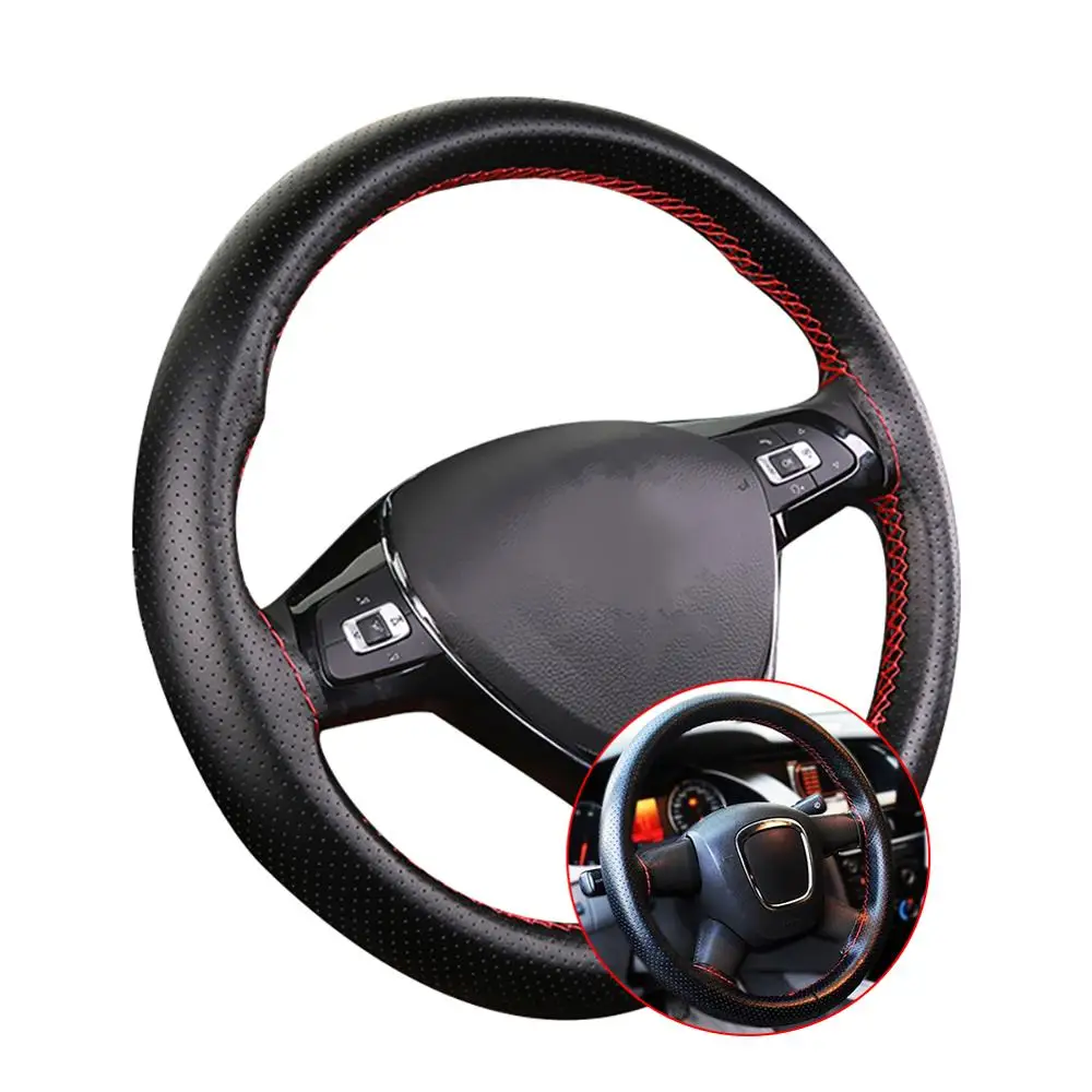 

4 цвета "сделай сам" с мягкой текстурой авто чехол рулевого колеса автомобиля с иглы и нитки искусственная кожа 38 см автомобильный Стайлинг а...