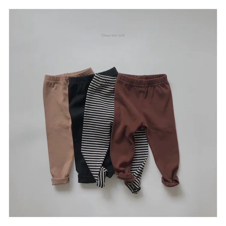 

Children's striped Leggings 2021 spring new Korean treasure solid color retro Leggings multicolor elastic pants kids pants