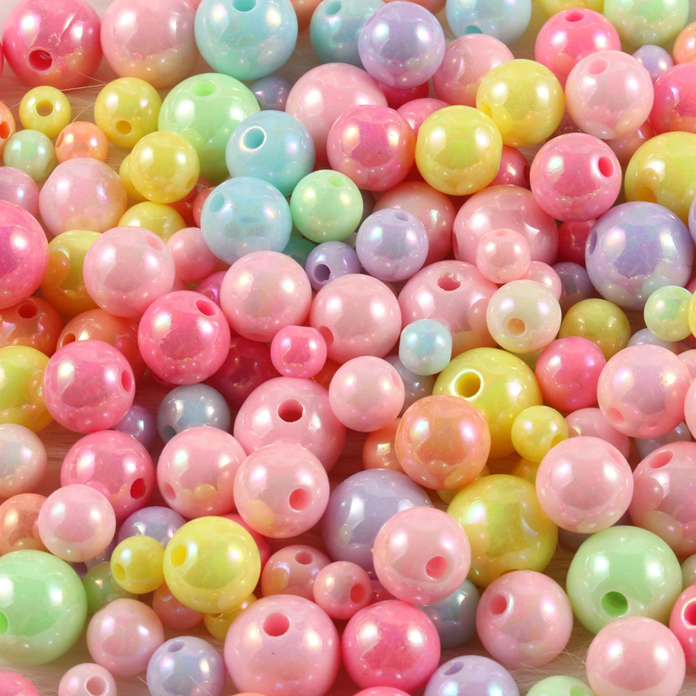

6/8/10/12mm AB Candy Color Acrylic Round Beads Loose Spacer Beads For Jewelry Making Diy Necklace Bracelet Accessories