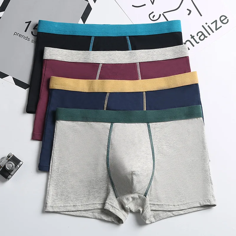 

2021 Plus Size Men Underwear Cotton Boxer Shorts Men's Mid Waist Loose Breathable Briefs for Man Comfortable Boxershorts Panties