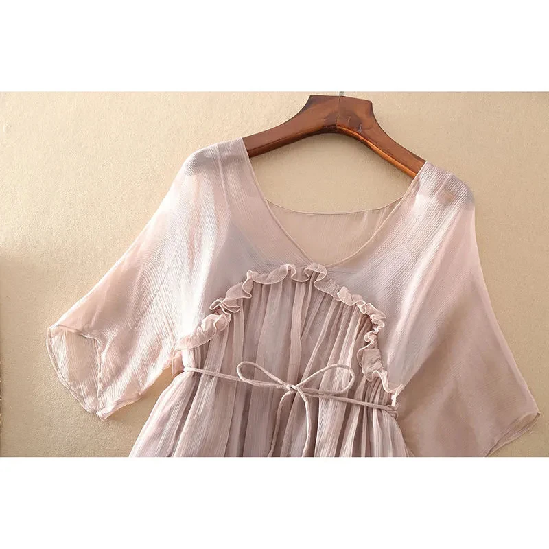 Женский комплект из 2 предметов элегантный топ и платье с V образным вырезом