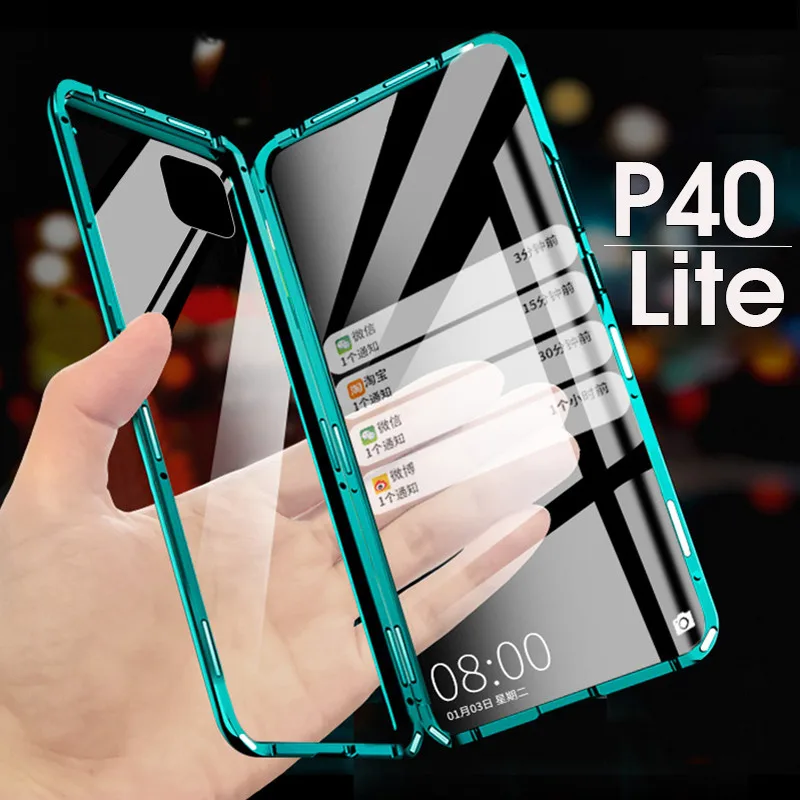 Чехол для Huawei P40 Lite P 40 Light P40Lite 360 магнитный металлический чехол Nova 7i 6 SE
