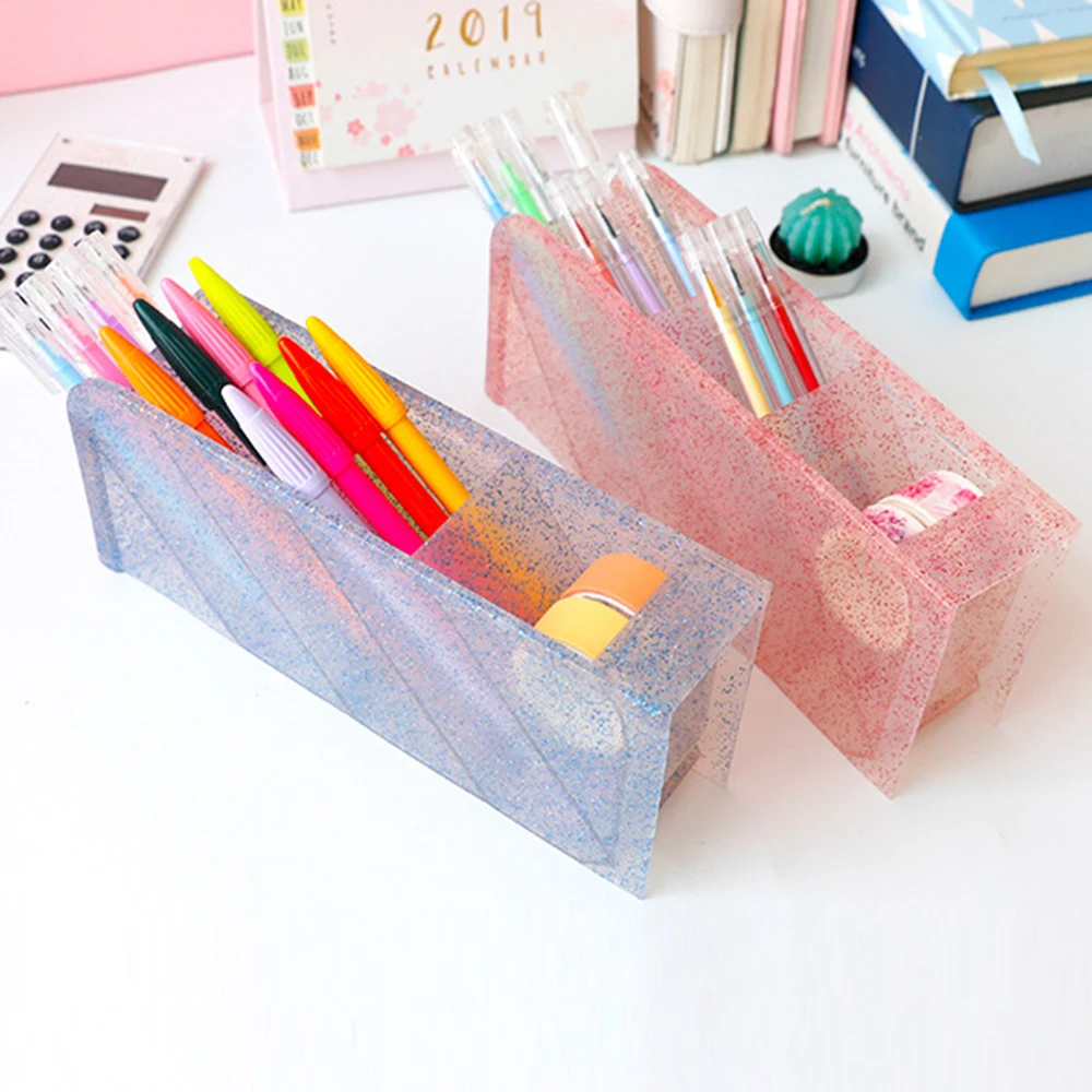 

Kawaii Large Capacity Desk Pen Holder Pencil Makeup Storage Box Desktop Organizer Stand Case Office Accessories Stationery store