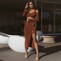womens autumn short skirts suit casual fashion sexy commuter style solid color strapless long sleeved long skirt two piece sets