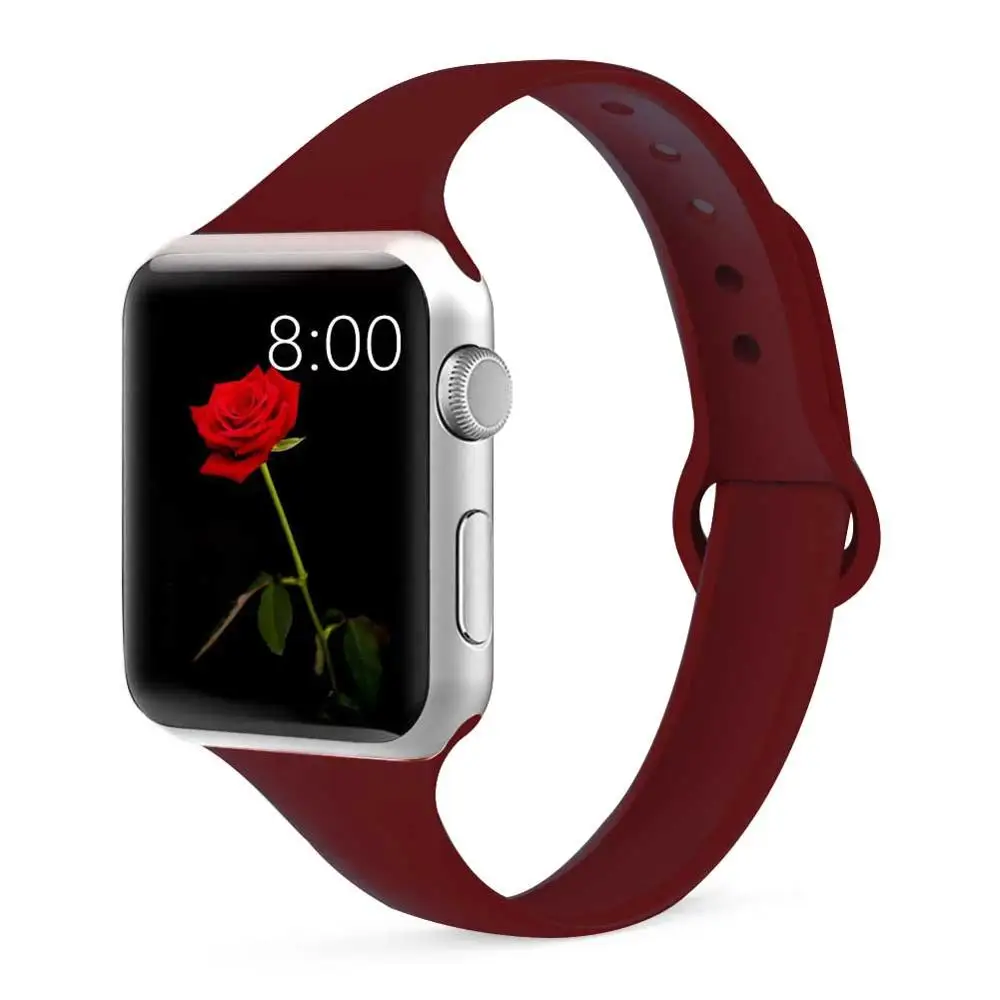 14 wine red Strap for Apple watch 4 band 44mm 40mm iWatch band 38mm 42mm Sports silicone bracelet Watchband for correa Apple watch 3/2/1 - Цвет ремешка: 14 wine red