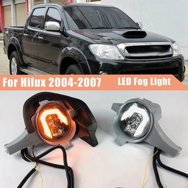 

Для Toyota Hilux 2004-2007 светодиодный передний бампер противотуманные фары s дальняя фара с динамическим поворотным сигналом DRL дневные хосветильн...