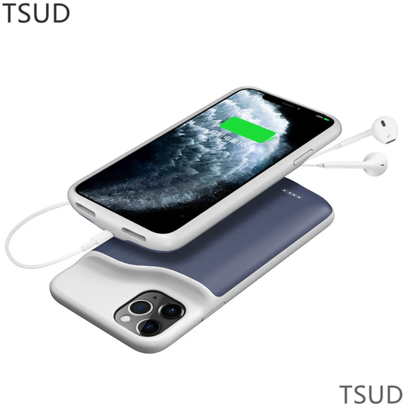 Мягкий силиконовый чехол для iphone 11 Pro Max с высокой емкостью 6000 мАч внешняя