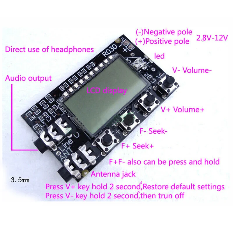 Многофункциональный модуль FM радио с ЖК дисплеем 76 108 МГц|Печатные платы| |