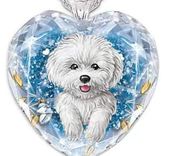 

Creative Crystal Heart Pendant Necklace Kawaii Dog Necklace Collarbone Chain
