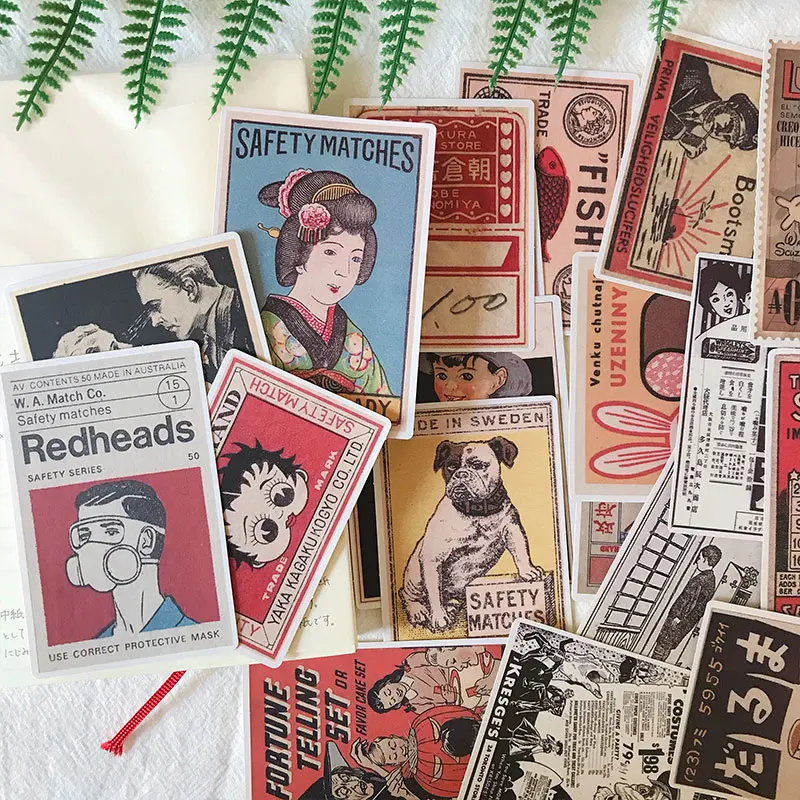 

30PCS vintage Advertising poster Stickers Crafts And Scrapbooking stickers kids toys book Decorative sticker DIY Stationery