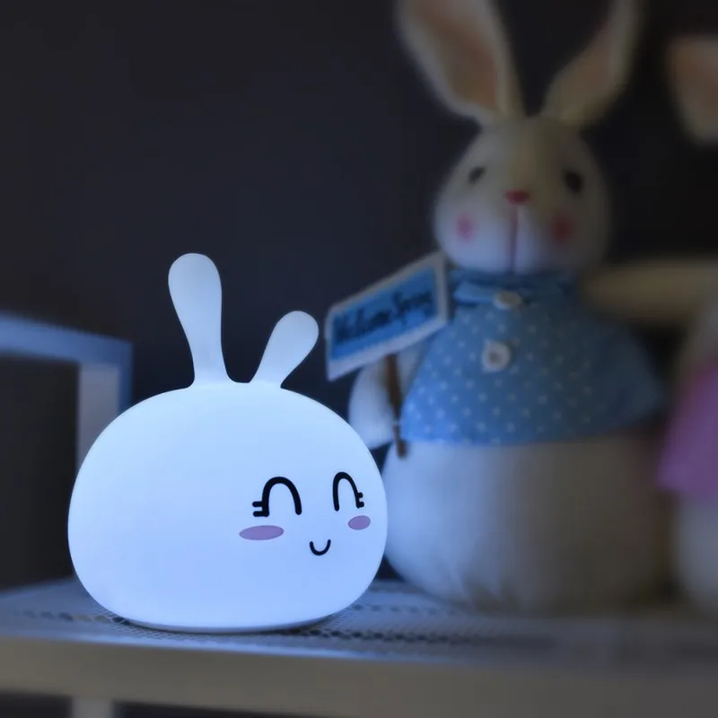 Цветной силиконовый светодиодный фонарь с кроликом перезаряжаемый сенсорный