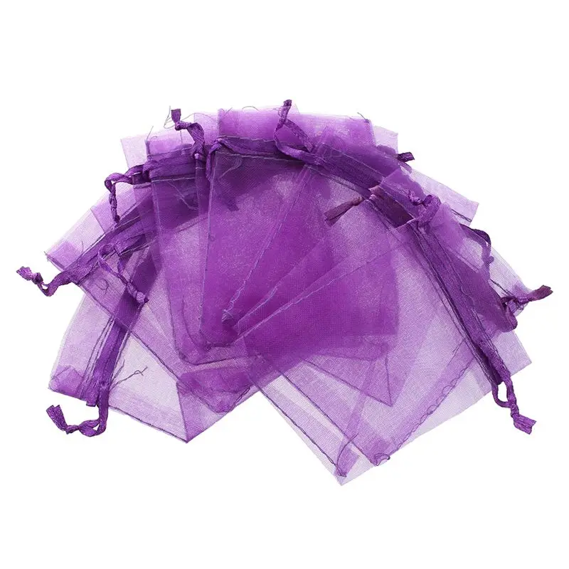 Упаковка из 10 шт. красивая темно фиолетовой органзы подарок и пользу Сумки 7 см x 9