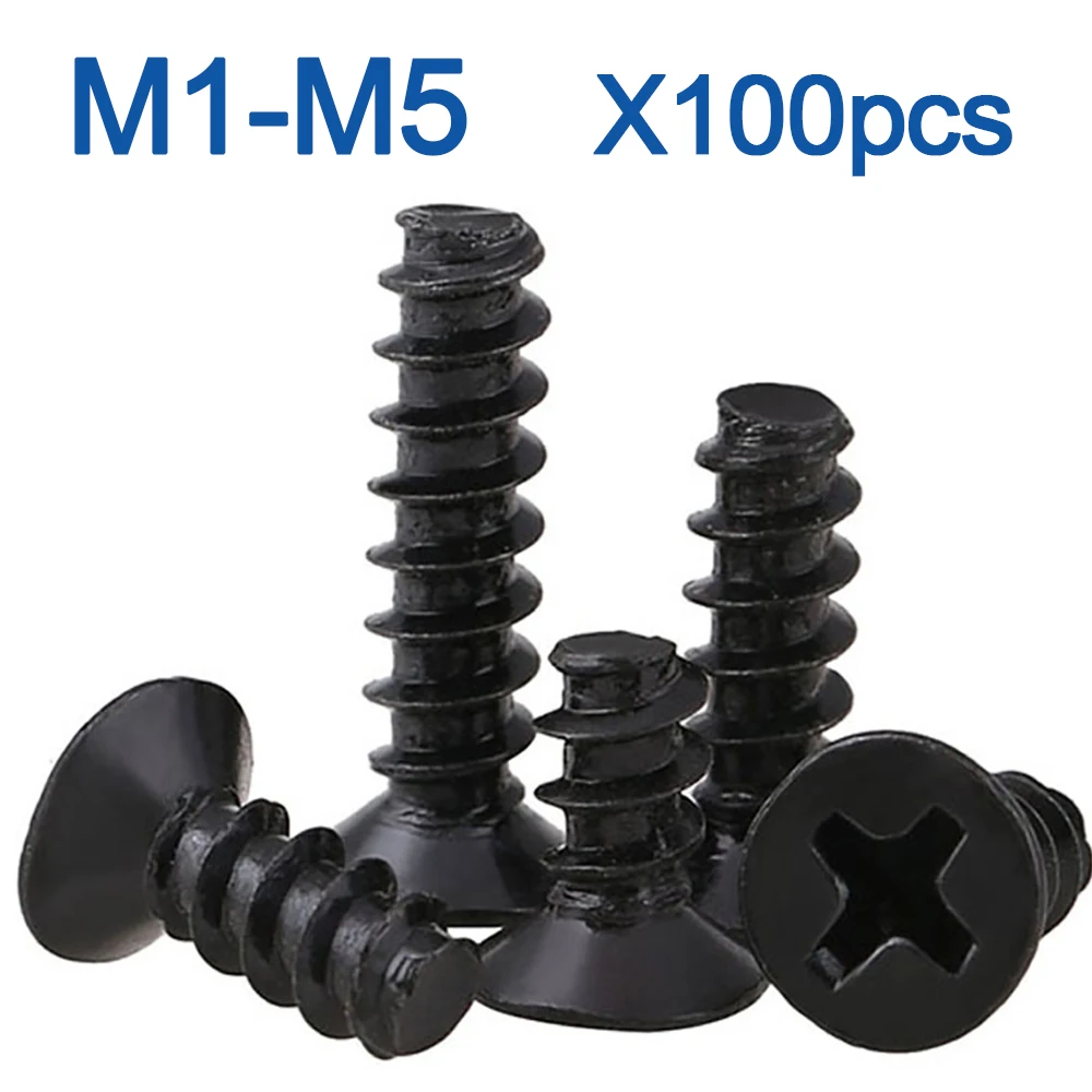 

100 шт. черные саморезы AZKD из углеродистой стали M1-M5
