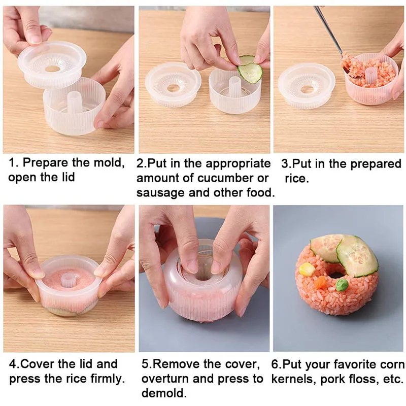 

Donut Round Rice Ball Mold Non-Stick Sushi Maker DIY Easy Rice Ball Press Mold Children's Baby Bento Set Kitchen Accessori