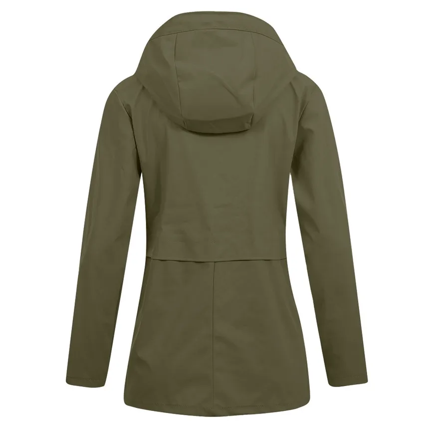 Женская однотонная дождевая куртка худи для улицы водонепроницаемое пальто