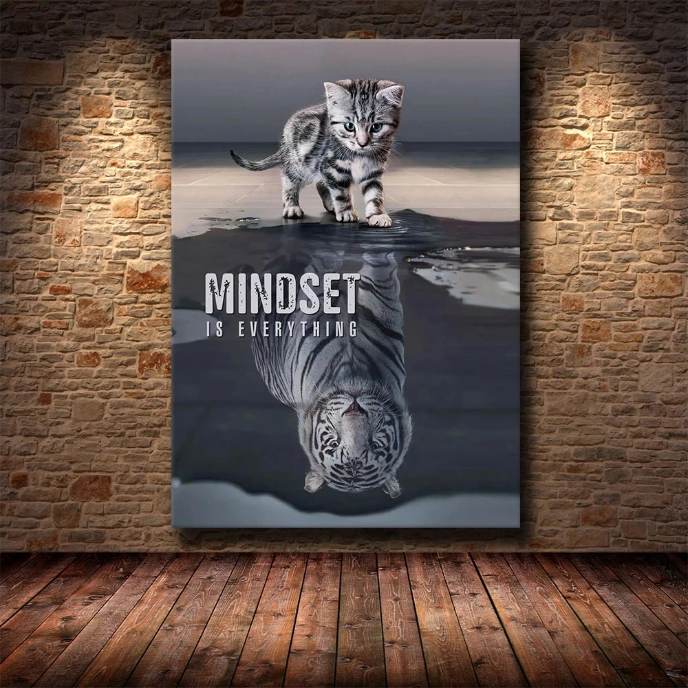 

Картина на холсте Mindset Is All Wall художественные плакаты и принты животное Цитата Настенная картина для гостиной домашний декор