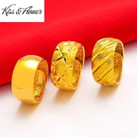 kissflower ri66 fine jewelry wholesale fashion man boy birthday wedding gift starry meteor shower wide 24kt gold resizable ring