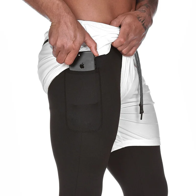 

Men's outdoor casual sports shorts Men's 2 in 1 quick dry sports shorts Summer men's gym fitness training pants
